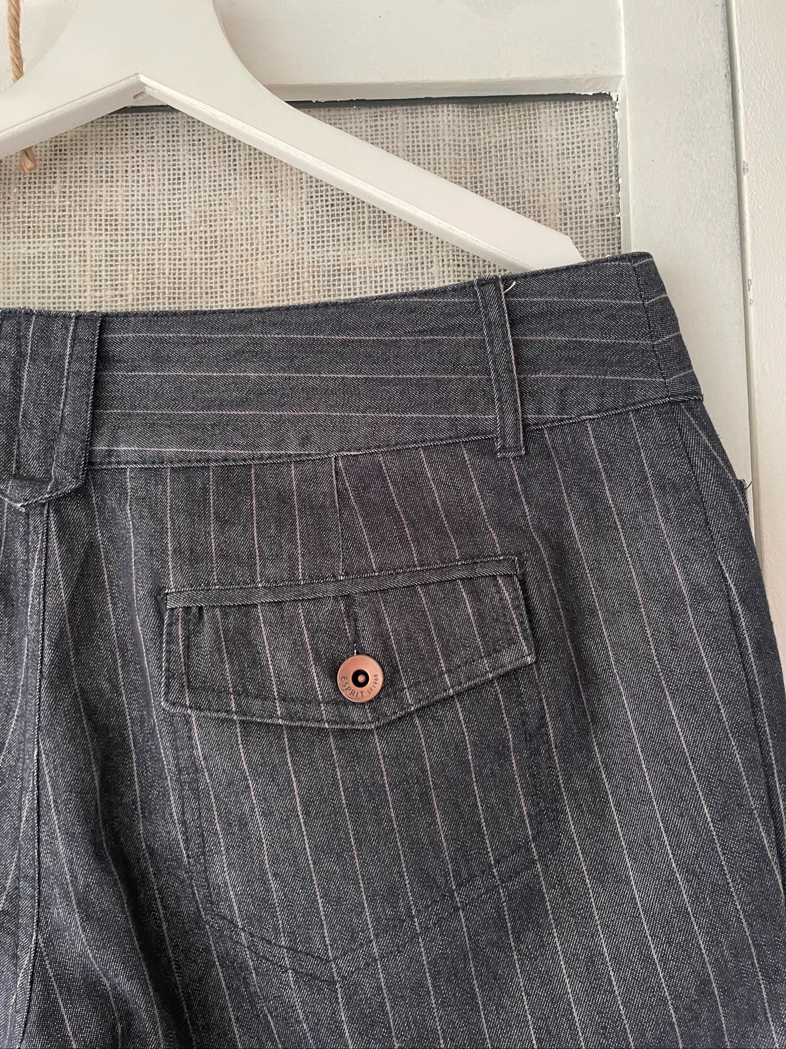 Vintage Gestreepte Donkere Denim Capri Broeken Y2K Urbane Vibes – photo 7